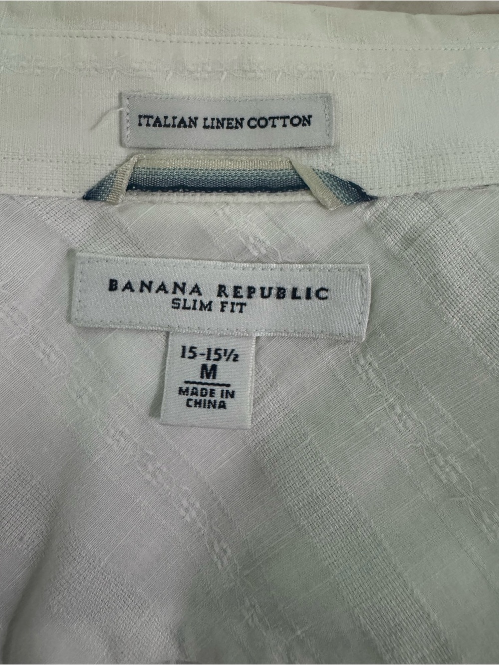 Banana Republic Men’s White Linen/Cotton Long-Sleeve Shirt Size Medium - Picture 5 of 7